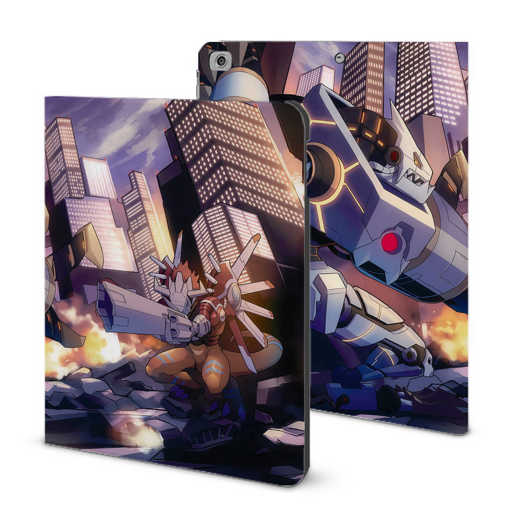 （画像用） Digimon デジタルモンスター/デジモン IPad ケース ブック型 PUレザー TPU 耐衝撃 軽量 薄型 ペン収納なし 全面保護 IPad 各モデル対応